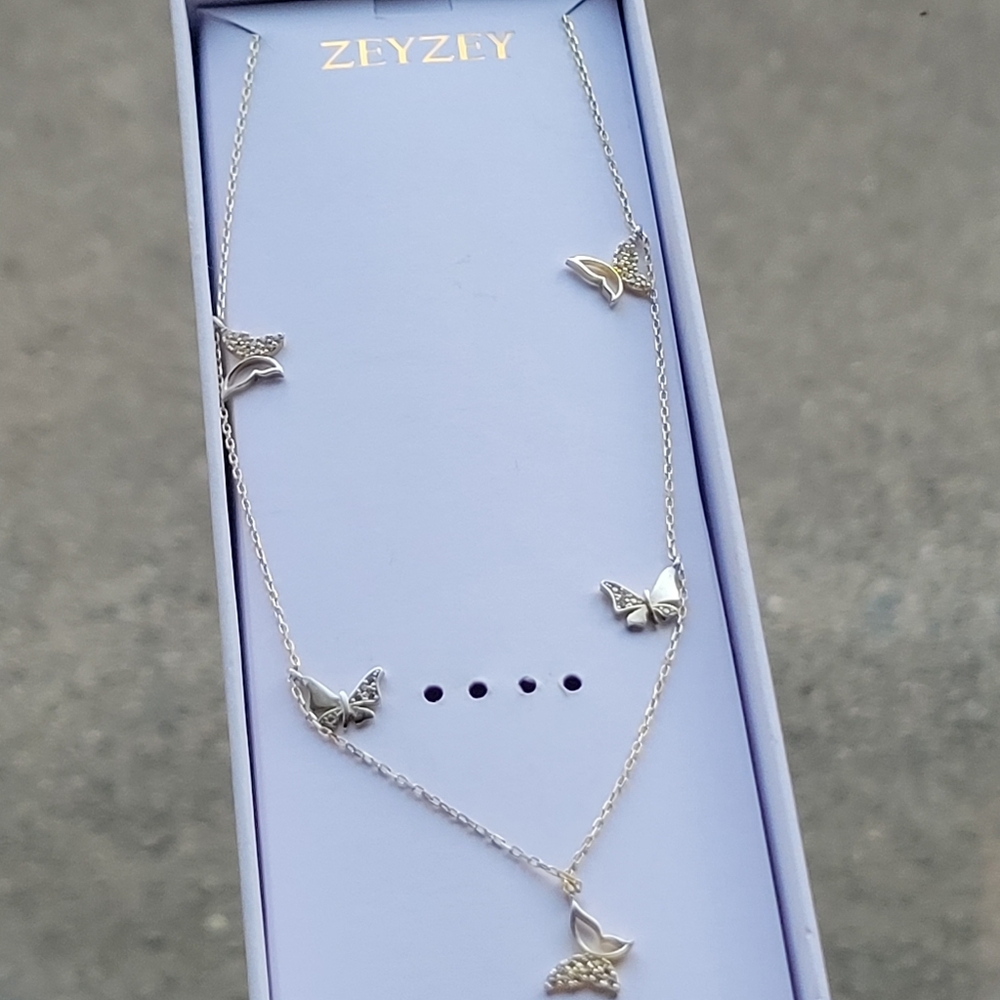 ZEYZEY 18k gold plated sterling silver butterfly necklace 16" + 2" - Picture 2 of 8
